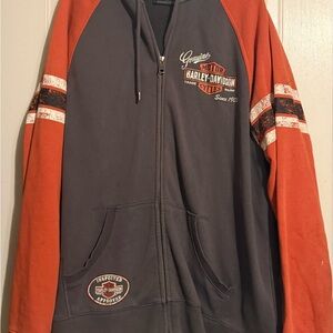Harley-Davidson Charcoal and Orange Zip-Up Jacket